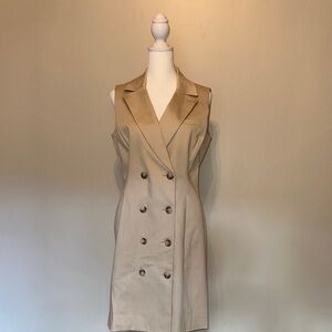 Gianni Bini Light Tan/ Khaki SleevelessTrench-style Midi Dress - Size 6